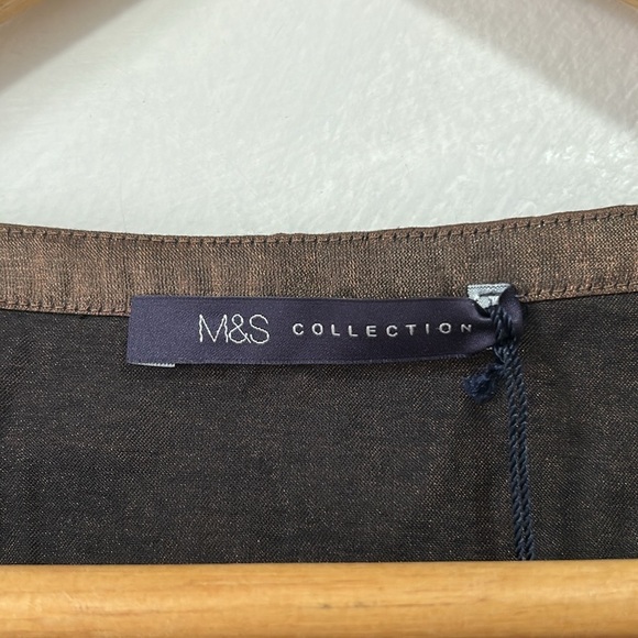 M&S collection brown shiny boxy top tshirt NWT - Picture 2 of 9